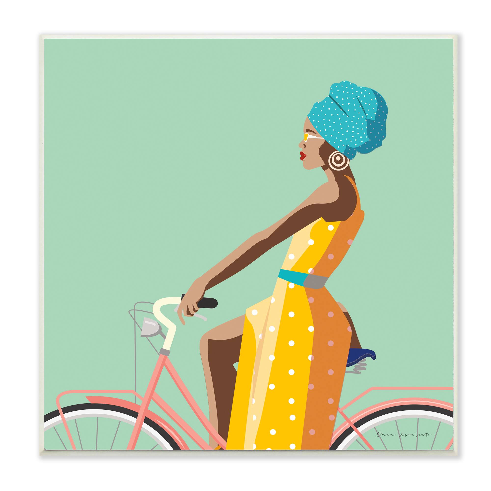Stupell Industries Summer Girl on Pink Bicycle Wall Plaque